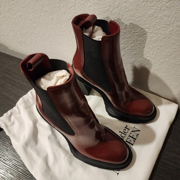 Alexander McQueen Chelsea Boot "Burgundy and Black" Size 38 - Picture 6 of 10